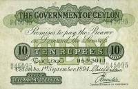 (№1894P-12a.3) Банкнота Цейлон (Шри-Ланка) 1894 год "10 Rupees"